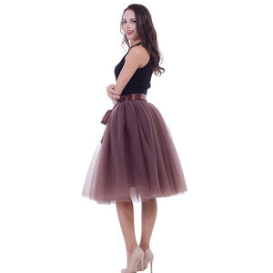 6Layers 65cm Fashion Tulle Skirt Pleated