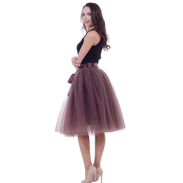 6Layers 65cm Fashion Tulle Skirt Pleated