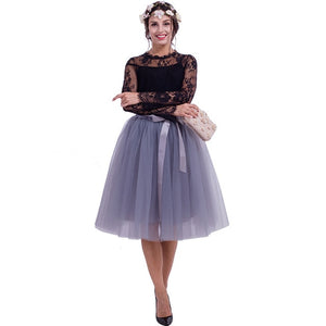 6Layers 65cm Fashion Tulle Skirt Pleated