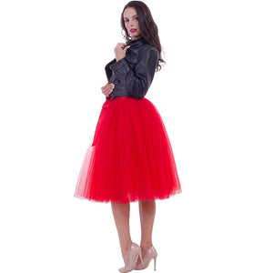 6Layers 65cm Fashion Tulle Skirt Pleated