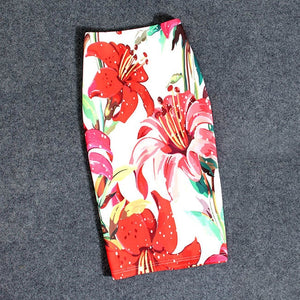 Women Skirts Summer Print Flowers Pencil Skirt Casual