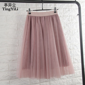 TingYiLi Tulle Skirts Womens Black Gray White