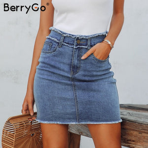 BerryGo Sexy pencil denim skirts women skirt