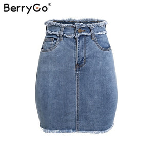 BerryGo Sexy pencil denim skirts women skirt