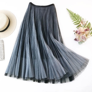 2019 New Summer Polka Dot Mesh Women Skirt